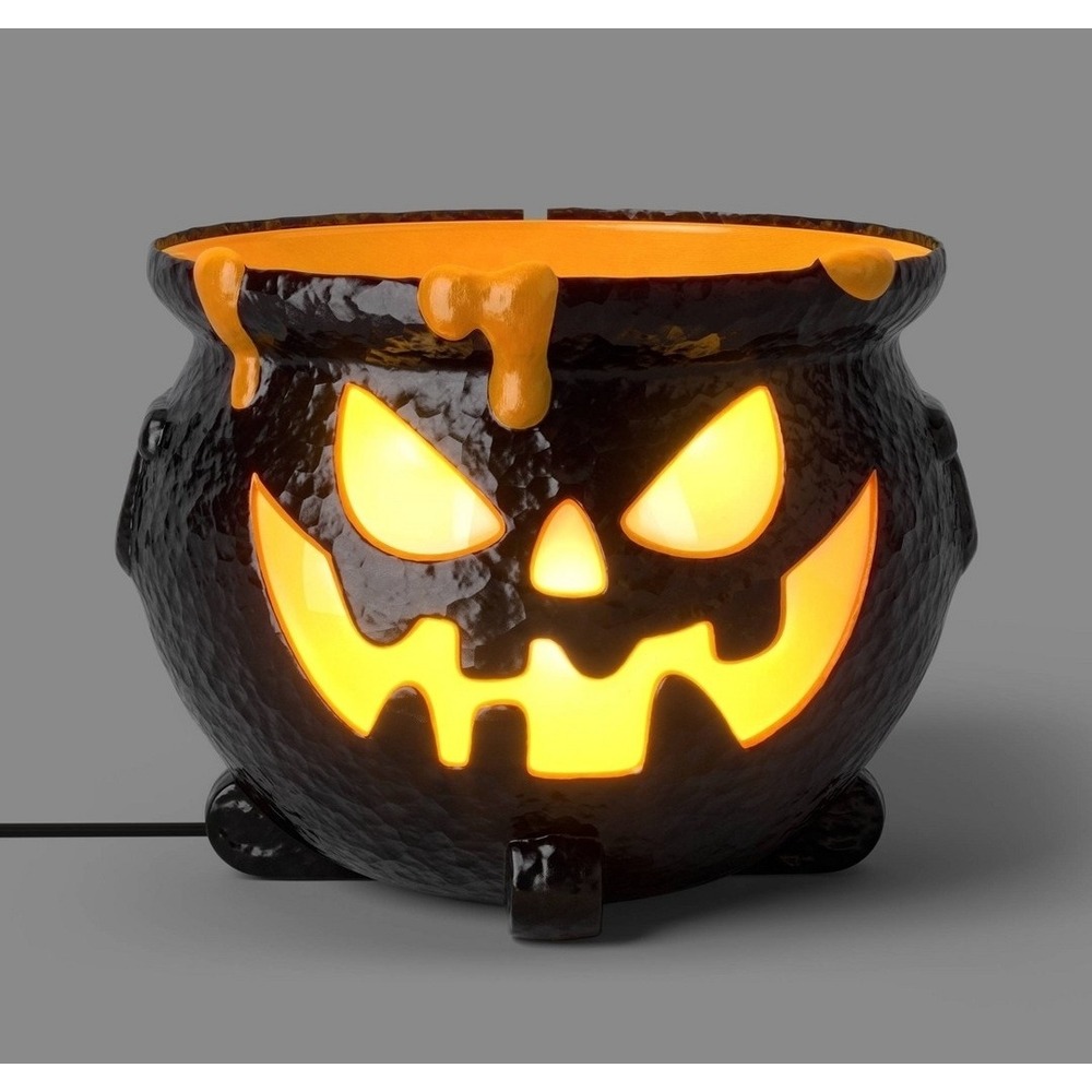 Hyde & EEK!  10.7"Cauldron Mist Maker Halloween Black Orange  Light Up Fogger